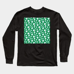 Chunky Pop Corn floral pattern on Bright green background Long Sleeve T-Shirt